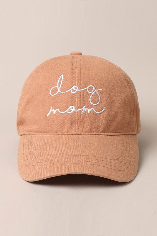 Dog Mom Embroidered Baseball Cap (clay)