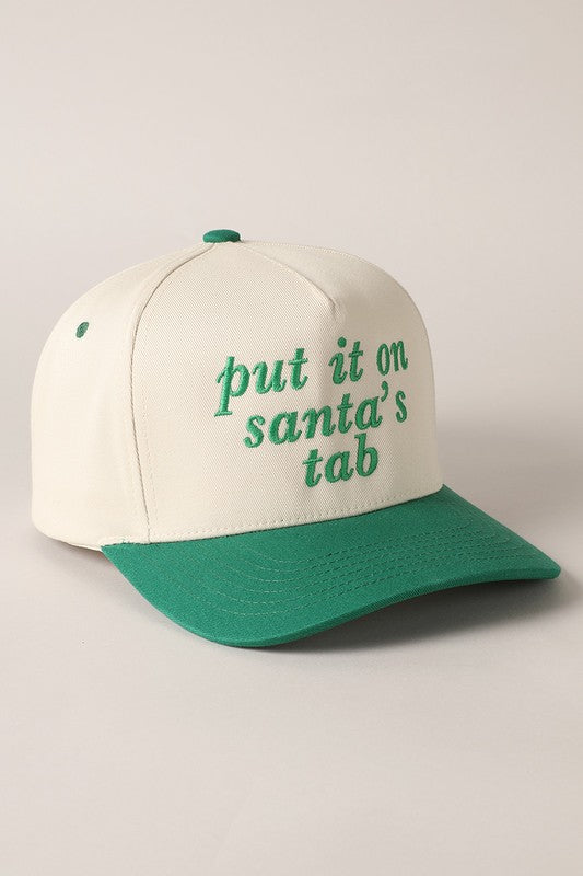 Put It On Santa's Tab Embroidered Baseball Cap (green)