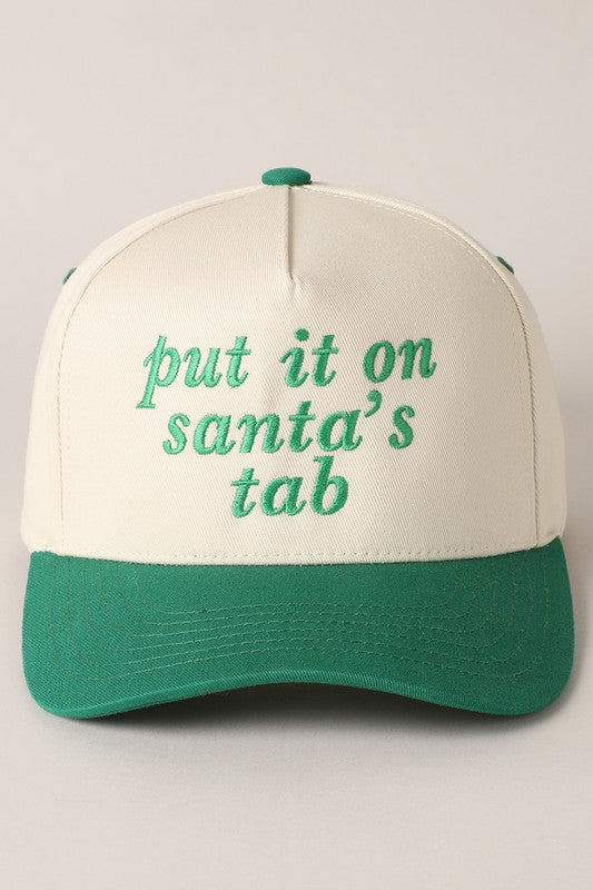 Put It On Santa's Tab Embroidered Baseball Cap (green)