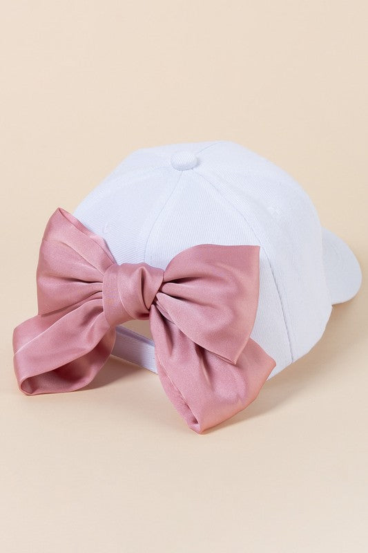 Bow Ribbon Baseball Cap (white/pink)