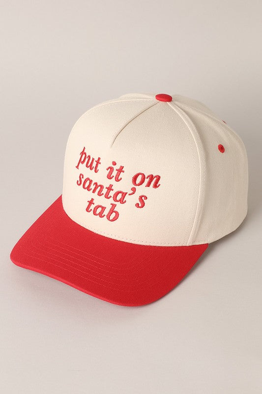 Put It On Santa's Tab Embroidered Baseball Cap (red)