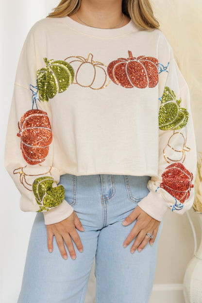 Fall Fancy Sequin Pumpkin Sweatshirt