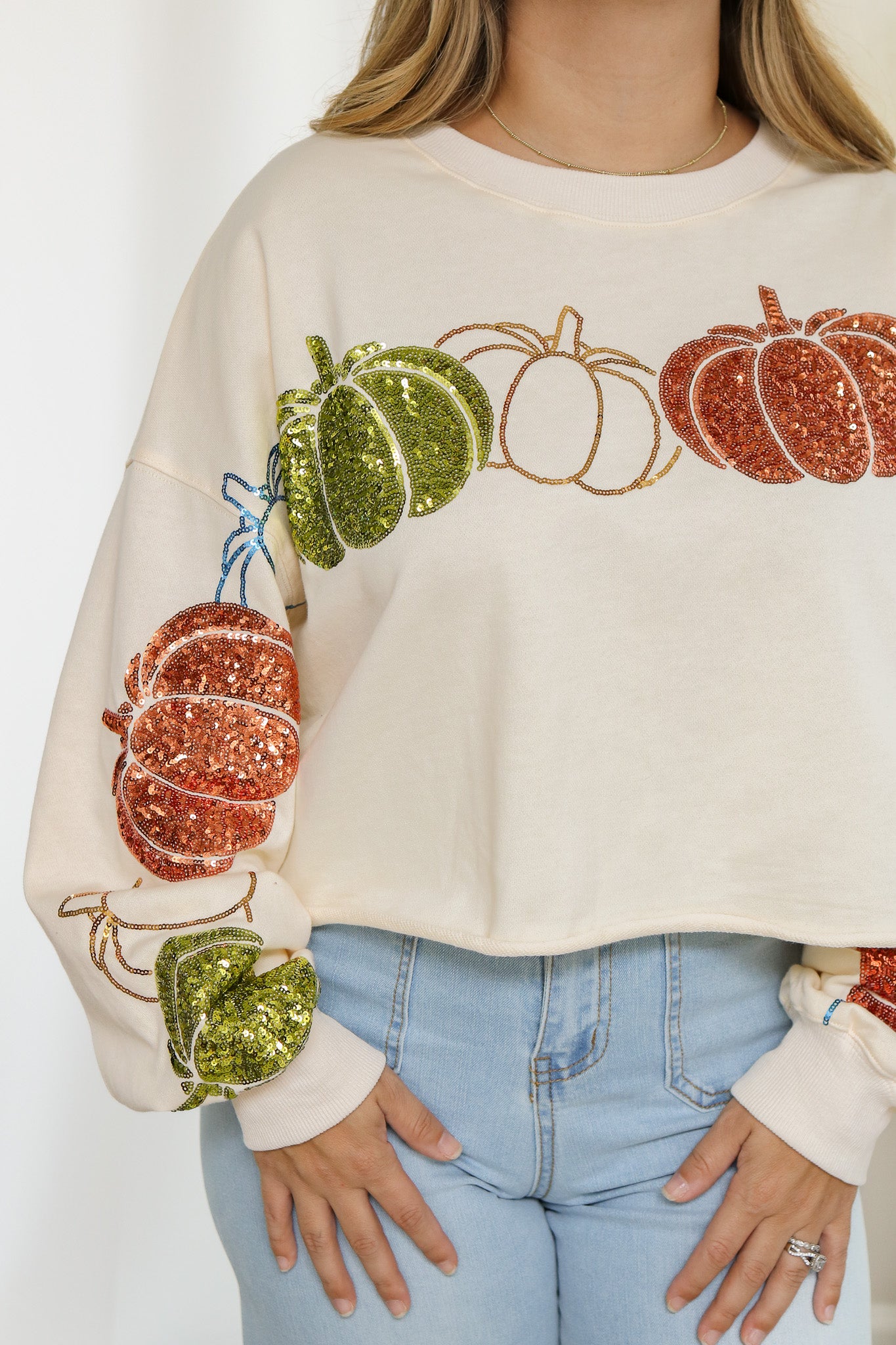 Fall Fancy Sequin Pumpkin Sweatshirt