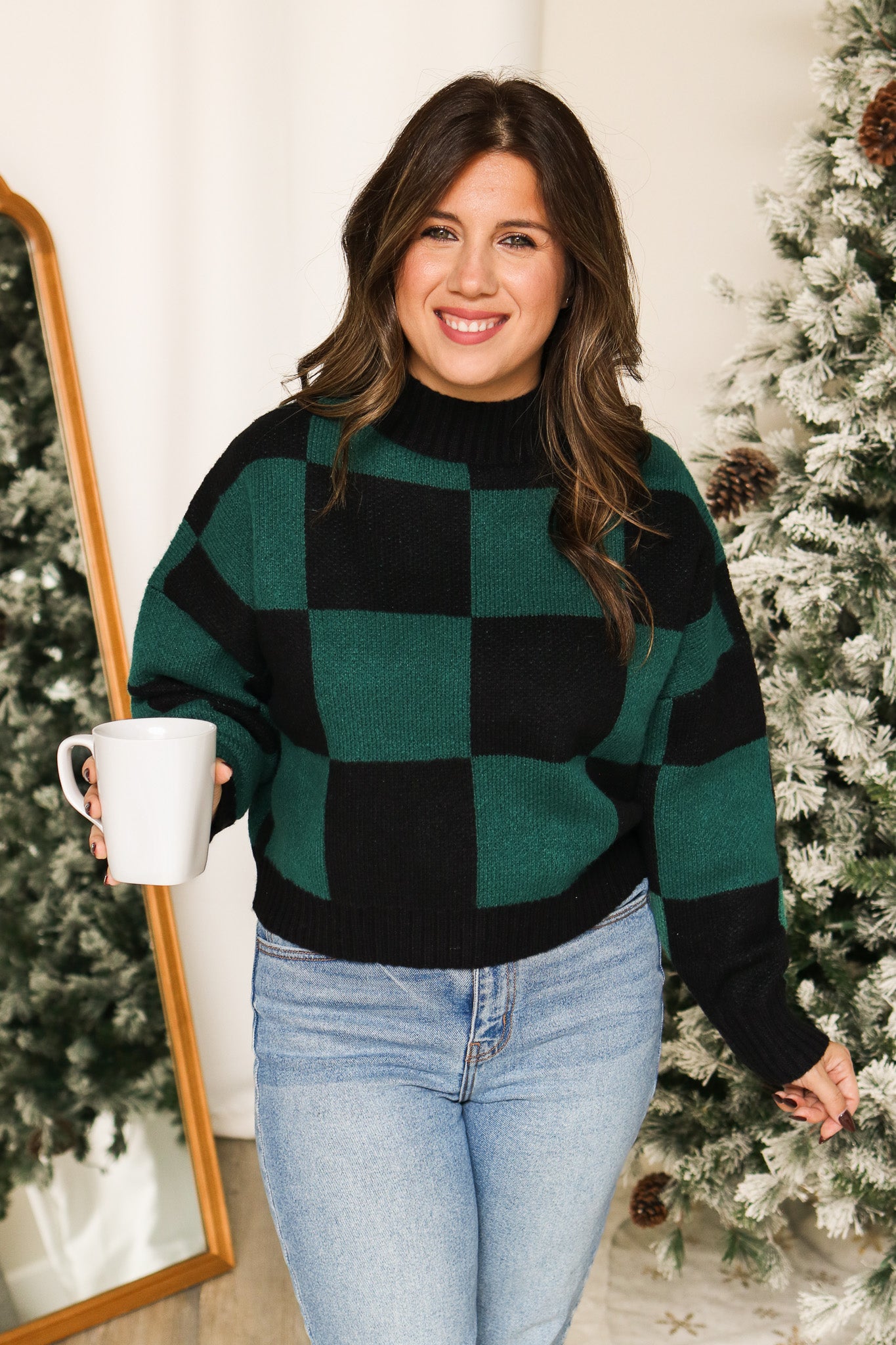 Mountain Getaway Checkered Sweater