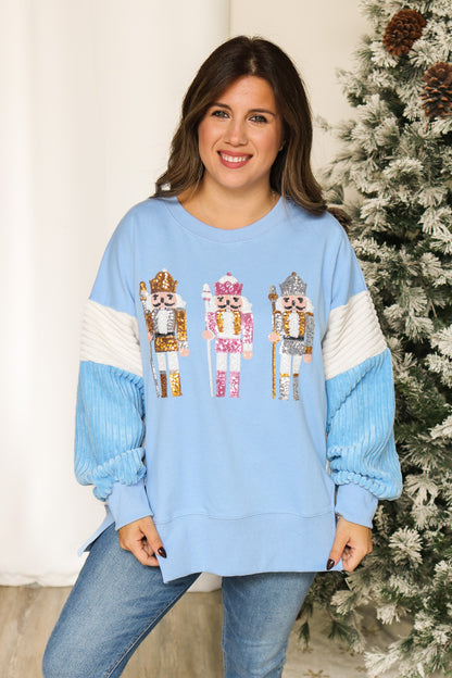 Nutcracker Sequin Pullover (baby blue)