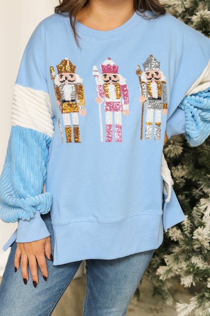 Nutcracker Sequin Pullover (baby blue)