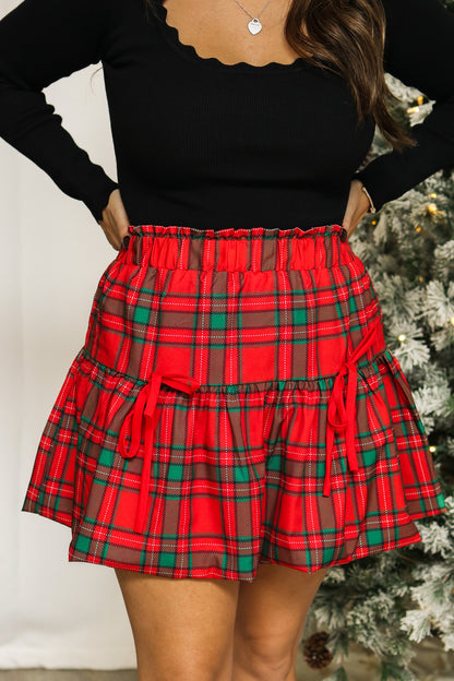 Festive Mood Plaid Bubble Skirt