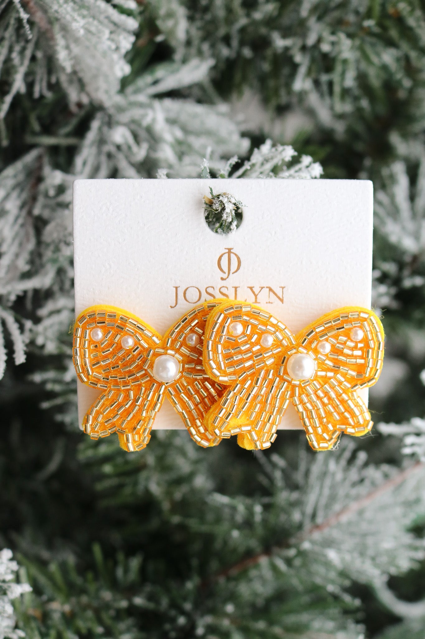 Bow Ribbon Beaded Earrings (gold)