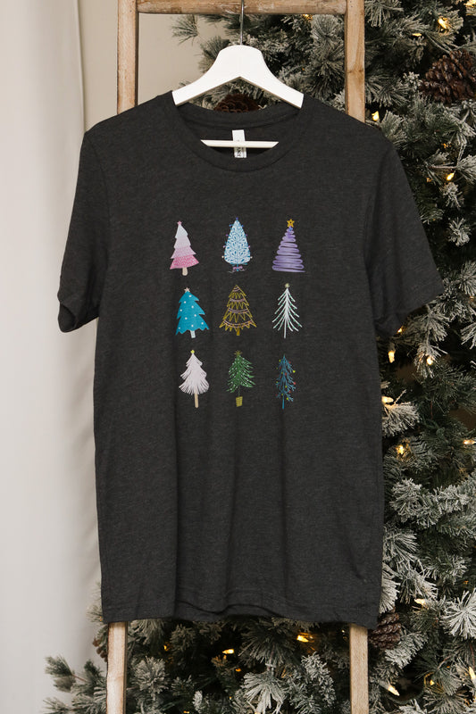 Girly Christmas Trees Graphic Tee