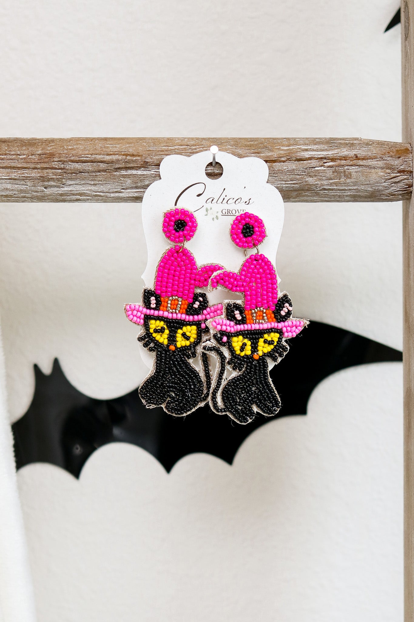 Black Cat Beaded Earrings