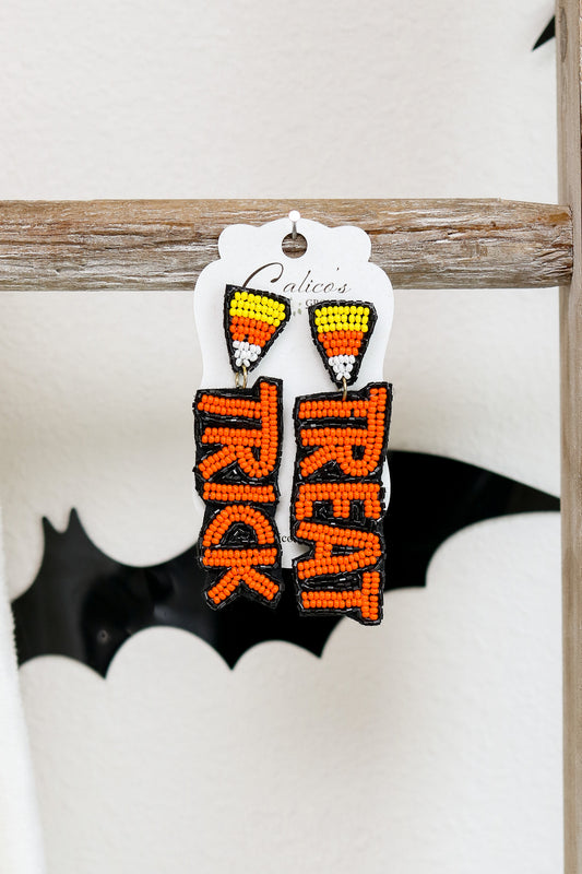 Trick Or Treat Beaded Earrings (orange)