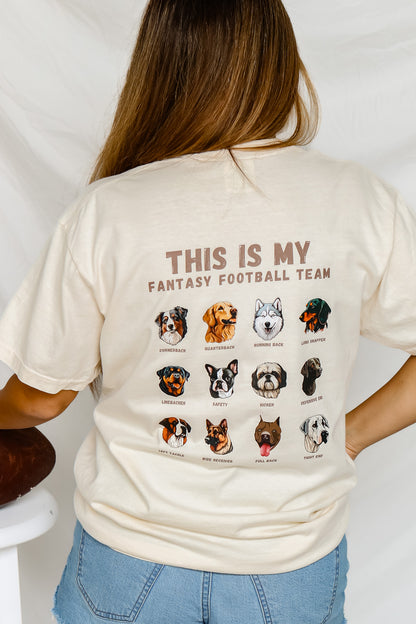 Dog Fantasy Football Short Sleeve Graphic Tee (ivory)