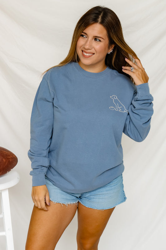 Dog Fantasy Football Long Sleeve Graphic Tee (blue)