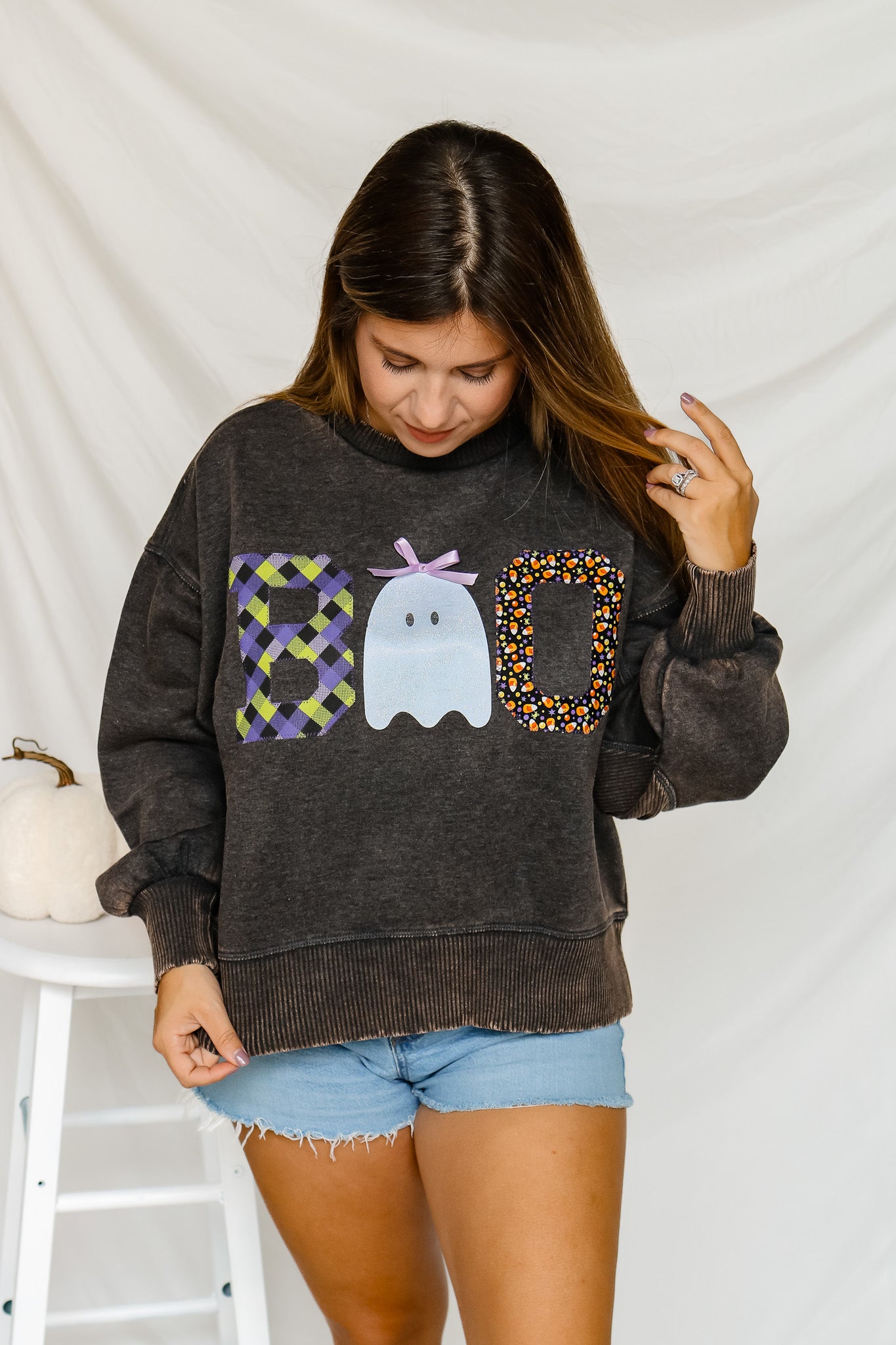 BOO Stitched Graphic Pullover